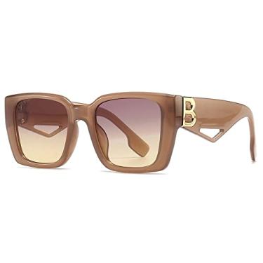 Imagem de Óculos de Sol Moda Grande Armação Vintage Estilo Letra B Decorativo Oco Personalidade Óculos de Sol Pretos, Chá WTYJ129, Tamanho Único