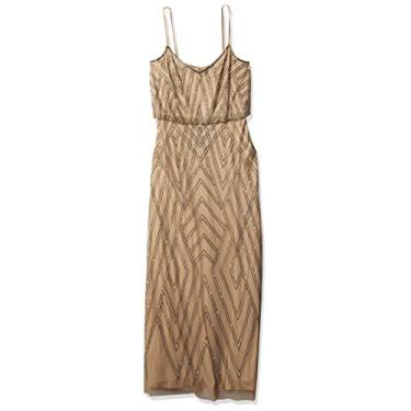 Imagem de Adrianna Papell Blusa feminina Slvlss com contas Gwn, Castanho-Acinzentado/Rosa, 52