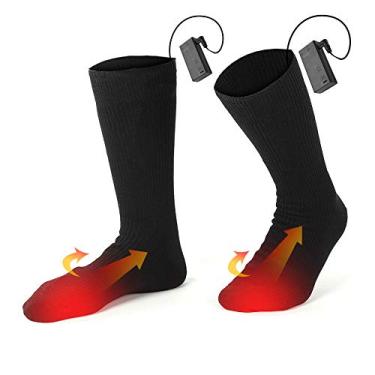Imagem de Meias Aquecidas,Meias El¨¦tricas Aquecidas de 50 ¡æ para Homens Mulheres Bateria Inverno Esqui Ao Ar Livre Lav¨¢vel Calor Engrossar Meias para Caminhadas Camping Esqui Pesca Ca?a, Meias Aquecidas M