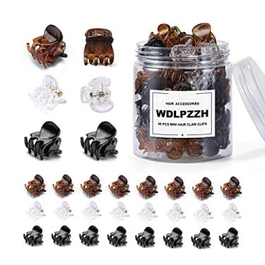 Imagem de 48 peças de mini grampos de cabelo para mulheres e meninas, pequenos grampos de cabelo pequenos, grampos de mandíbula de plástico com caixa transparente (preto/marrom/transparente)..