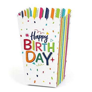 Imagem de Cheerful Happy Birthday - Caixas de pipoca para festa de aniversário colorida - Conjunto de 12