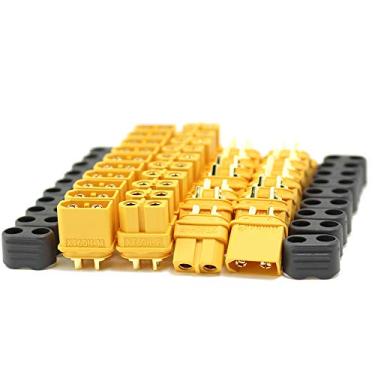 Imagem de 10 pares de plugues de alimentação macho fêmea XT60 XT-60 da Amass com encolhimento de calor para motor de bateria RC Lipo, 10 pairs XT60H Connectors