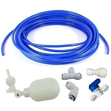 Imagem de Kit de válvula flutuante de tubo de 1/4 polegada para sistema de osmose reversa de água RO, empurre para conectar tubos de tubo de encaixe (válvula esférica + tubo de 3,8 m +) (azul)
