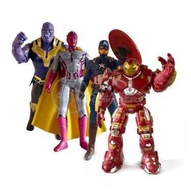 Imagem de Cartela 4x Bonecos 17cm Action Figure Vingadores End Game Capitão America Thanos Hulkbuster Visão