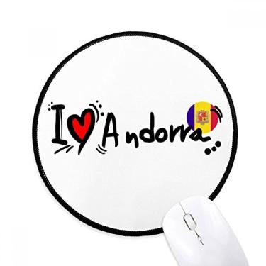Imagem de DIYthinker I Love Andorra Word Flag Love Heart Illustration Mouse Pad Desktop Office Round Mat para Computador