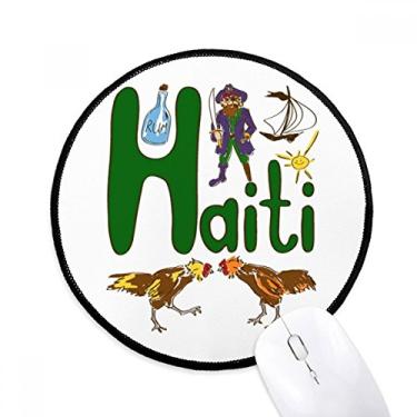 Imagem de DIYthinker Tapete redondo para computador com estampa de marco nacional do Haiti para mesa de trabalho