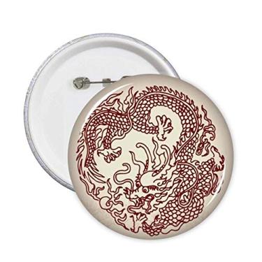 Imagem de Broche de retrato de animal dragão chinês com emblema de botão para decoração 5 peças