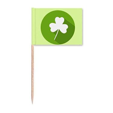 Imagem de Clover Irish National Day Green Toothpick Flags Marker Topper Decoração de Festa