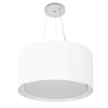 Imagem de Lustre Pendente Cilíndrico Duplo Cúpula Tecido 30/45x40 cm, Vivare Iluminação, Pendente4299 BR, Branco, Médio