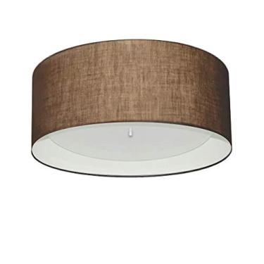Imagem de Plafon Cilíndrico Cúpula em Duplo Tecido 50x25 cm, Vivare Iluminação, Plafon3161 LC/BR, Café/Branco, Médio