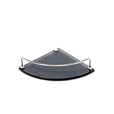 Imagem de Porta Shampoo de Canto Curvo em Vidro Fumê Lapidado - Aquabox - 20cmx20cmx10mm