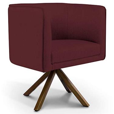 Imagem de Poltrona Decorativa Base Giratória de Madeira Betina D02 Veludo Marsala C-278 - Lyam Decor