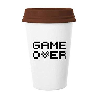 Imagem de Caneca preta cinza Game Over Pixel Copo de cerâmica Copo de café Copo de cerâmica