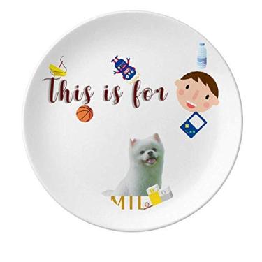Imagem de Prato de porcelana branco Smile Dogs Pets para jantar redondo