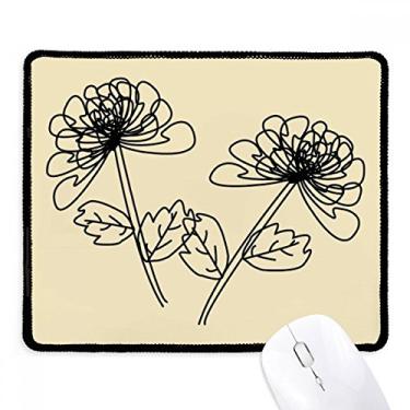 Imagem de Mousepad com ilustração de linha de crisântemo desenhado à mão, tapete de borracha para jogos