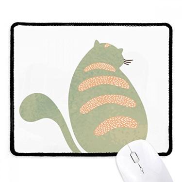 Imagem de Mouse pad verde com estampa de animal de gato, aquarela, borda costurada, tapete de borracha para jogos
