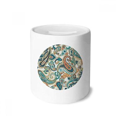 Imagem de DIYthinker Caixa de moeda clássica azul laranja abstrata padrão de peixe caixa de dinheiro caixa de cerâmica presente de cofrinho