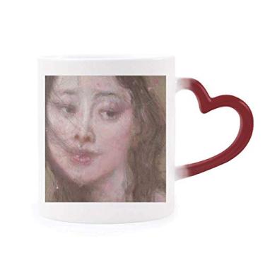 Imagem de Caneca Windy Night XJJ com pintura a óleo sensível ao calor, copo de grés que muda de cor vermelha
