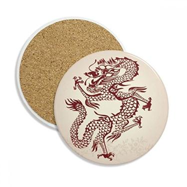 Imagem de Caneca porta-copos de dragão chinês com porta-copos com proteção de mesa, pedra absorvente