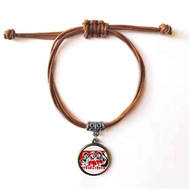 Imagem de DIYthinker Pulseira feminina soldado patriotismo vermelho pulseira couro corda escondida presente joia marrom