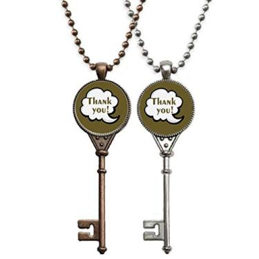 Imagem de OFFbb-USA Colar de chave com pingente de conversa de idioma diário Thanks Care para decoração de casal