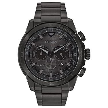 Imagem de Citizen Relógio masculino Eco-Drive Weekender Ecosphere com cronógrafo em aço inoxidável IP preto, mostrador preto (modelo: CA4184-81E), Black, 48 mm, Casual