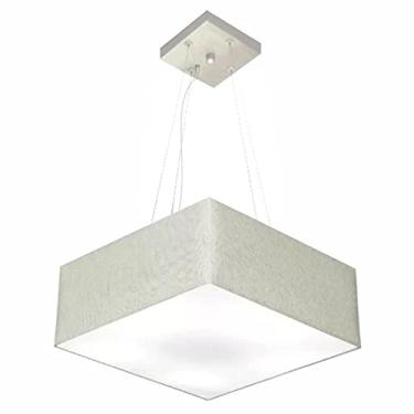 Imagem de Lustre Pendente Quadrado Cúpula Tecido 15/45x45 cm, Vivare Iluminação, Pendente4196 CZ, Cinza, Médio