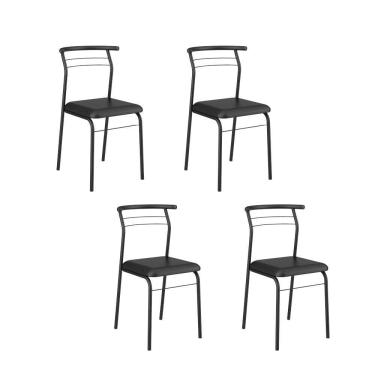 Imagem de Conjunto 4 Cadeiras de Jantar 1708 Carraro Preto