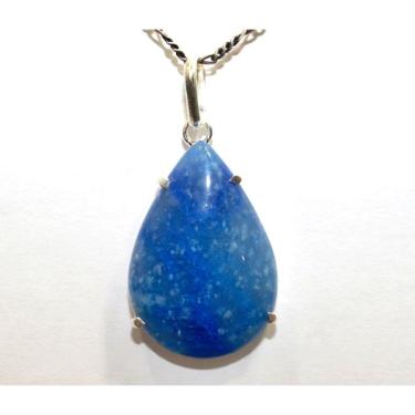 Imagem de Colar Gota Lisa Pedra Quartzo Azul Natural Prata 950 Garra