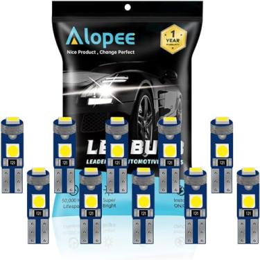 Imagem de ALOPEE Lâmpadas LED T5 brancas 12V 2721 2723 substituição - Luzes de painel super brilhantes para painel de instrumentos de carro, luzes de porta, compatíveis com modelos 73 74 37 (pacote com 10)