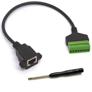 Imagem de GLHONG Terminal de parafuso RJ45, plugue fêmea Ethernet RJ45 para conector de bloco terminal de parafuso de 8 pinos para Cat7 6 5 CCTV AV DVR UTP cabo de extensão adaptador de rede (RJ45 fêmea)
