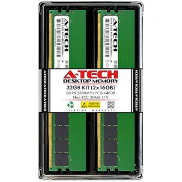 Imagem de A-Tech Kit de 32 GB (2 x 16 GB) DDR5 5600MHz PC5-44800 CL46 UDIMM 1,1 V Non-ECC Unbuffered DIMM 288-Pin Desktop RAM Módulos de Atualização de Memória RAM