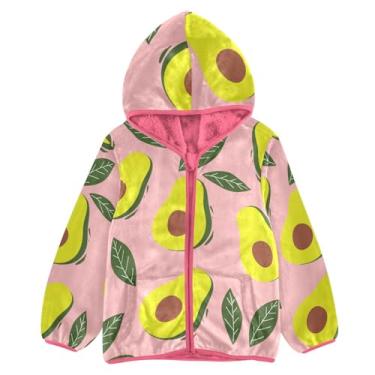 Imagem de KLL Moletom com capuz infantil forrado com estampa de ovelha e abacate verde e verde verão rosa orgânico roupas de bebê menina 3T, Abacate Verde Verão Fruta Tropical, 9-10 Years