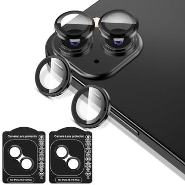 Imagem de MYBAT PRO [Pacote com 2 x 2] Protetor de lente de câmera para iPhone 15 6,1 polegadas e iPhone 15 Plus 6,7 polegadas anel de metal individual 9H capa de câmera de vidro temperado, HD transparente,