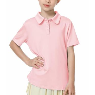 Imagem de MERIABNY Camisetas polo de golfe para meninas de 6 a 13 anos, rosa, 12-13 Anos