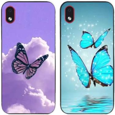 Imagem de 2 peças borboleta voando no céu impresso TPU gel silicone capa de telefone traseira para Samsung Galaxy todas as séries (Galaxy A3 Core)