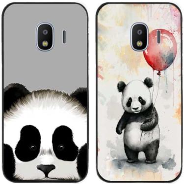 Imagem de 2 peças coruja lobo leão tigre gato pilha golfinhos pug Husky cão dinossauro panda TPU gel capa traseira para telefone para Samsung Galaxy J2 Pro 2018 (Panda)