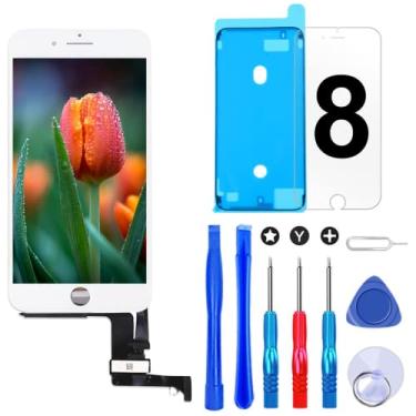 Imagem de Brinonac Tela de substituição para iPhone 8/SE 2020 4,7 polegadas LCD digitalizador sensível ao toque LCD conjunto completo com ferramentas e protetor de tela (branco)