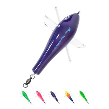 Imagem de BLUEWING Deluxe Trolling Birds 294.8 kg Through Wire Fishing Teaser 18,5 cm Isca de peixe para atum Marlin Mahi, Porto preto/roxo, apenas para fazer barras espalhadoras