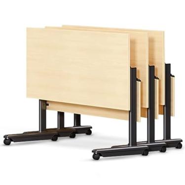 Imagem de Folding conference table Mesa de conferência, mesas dobráveis ​​de sala de conferências de escritório sobre rodas para escritório, sala de reuniões, sala de aula (3 peças)(47.2x19.7x29.5in)