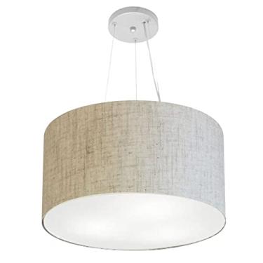 Imagem de Lustre Pendente Cilíndrico Cúpula Tecido 45x30 cm, Vivare Iluminação, Pendente4187 RST, Rustico Bege, Médio