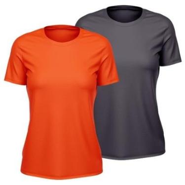 Imagem de Kit 2 Camisetas Feminina Dry Manga Curta Proteção UV Slim Básica Academia Treino ness-Feminino