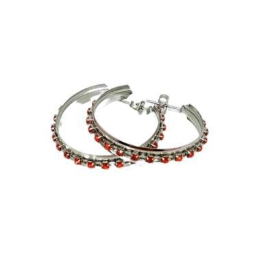 Imagem de Brinco Aço Inox Argola com Zircônia (Vermelho)