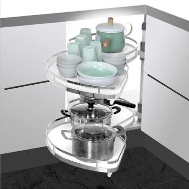 Imagem de Armário de canto ZhiLWS Gaveta telescópica, Cozinha aberta à esquerda Armário de canto Carrossel Altura ajustável