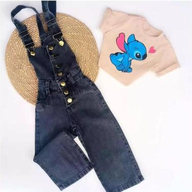 Imagem de Macacão jeans jardineira wid led infantil menina