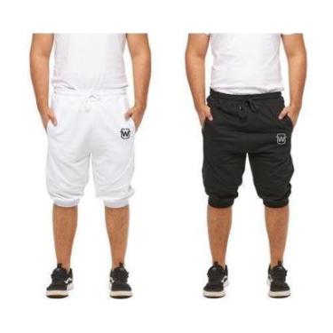 Imagem de Kit 02 Bermudas de Moletom Wooks Masculina Fitness Saruel Skinny WB2-Masculino