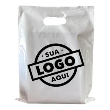 Imagem de Sacolas Plásticas Personalizadas, 500 Unidades, 30x40 cm, Preto ou Branco, Personalização em 1 Cor (Branco)