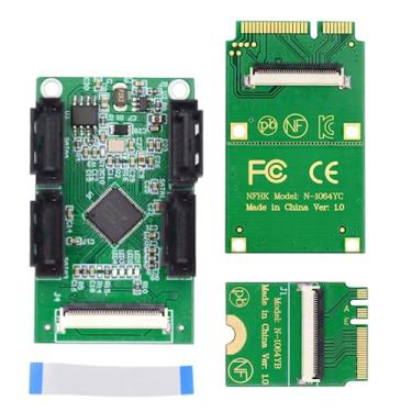 Imagem de PCI-E/M.2 chenyang Mini (chave A+E) para 4 adaptadores de placa de extensão SATA 3.0 para placa-mãe, extensão de porta de disco rígido SATA com cabo plano de 10 cm
