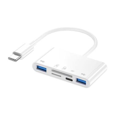 Imagem de chenyang CY 5 em 1 USB C para 2 USB 3.0 TF Micro SD SDXC SDHC Adaptador de Leitor de Cartão 5Gbps Compatível com PD 27W para Laptop Tablet Telefone