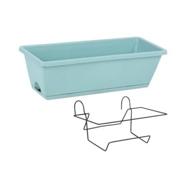 Imagem de Bothyi plantador pendurado vaso de flores ao ar livre com gancho de metal jardim planta pote titular para corrimão quarto janela entrada, 50x19x15cm